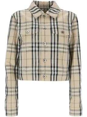 Cropped Check Pattern Jacket