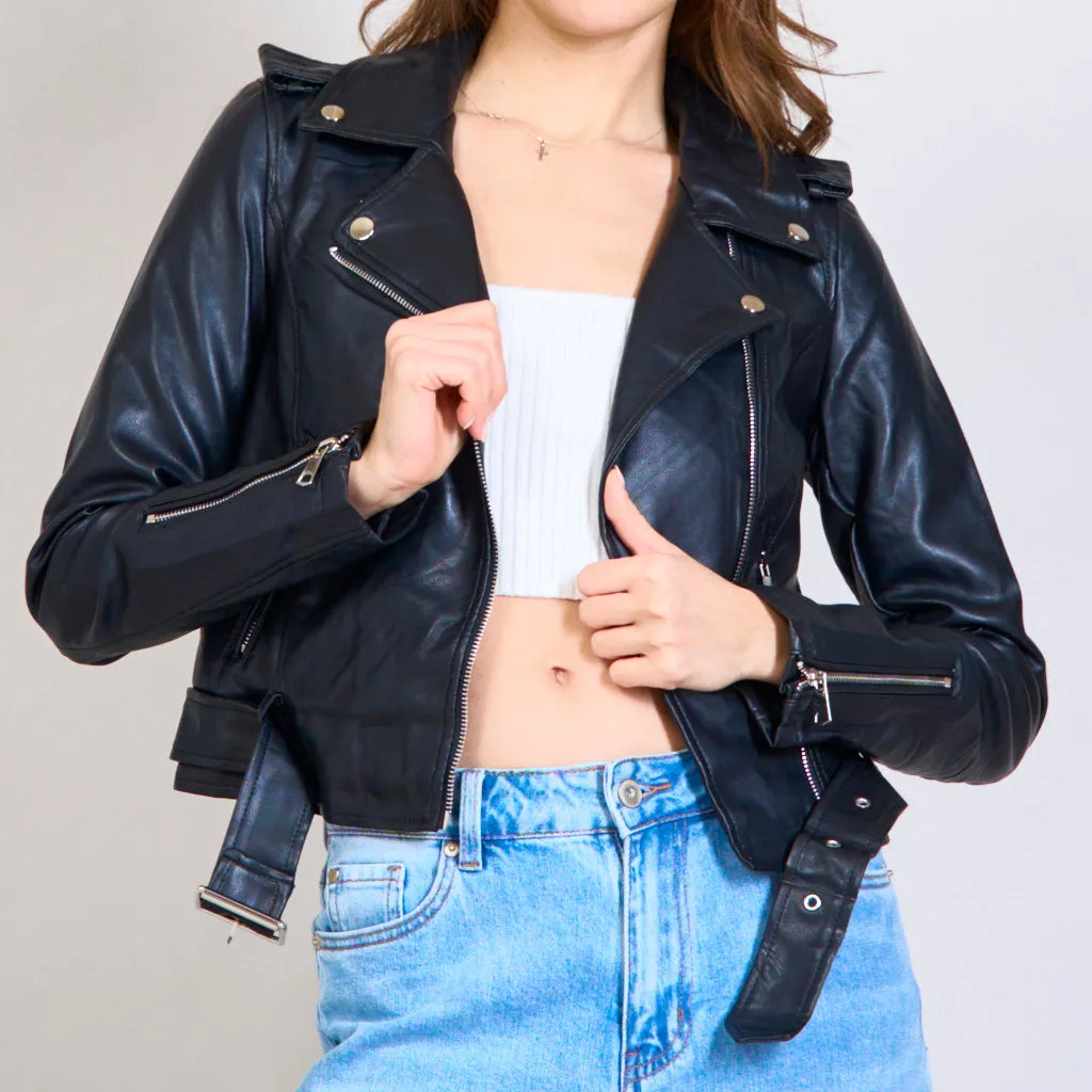 Cropped eco-leather jacket wholesale