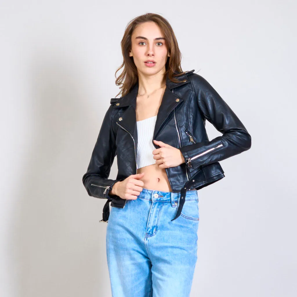 Cropped eco-leather jacket wholesale