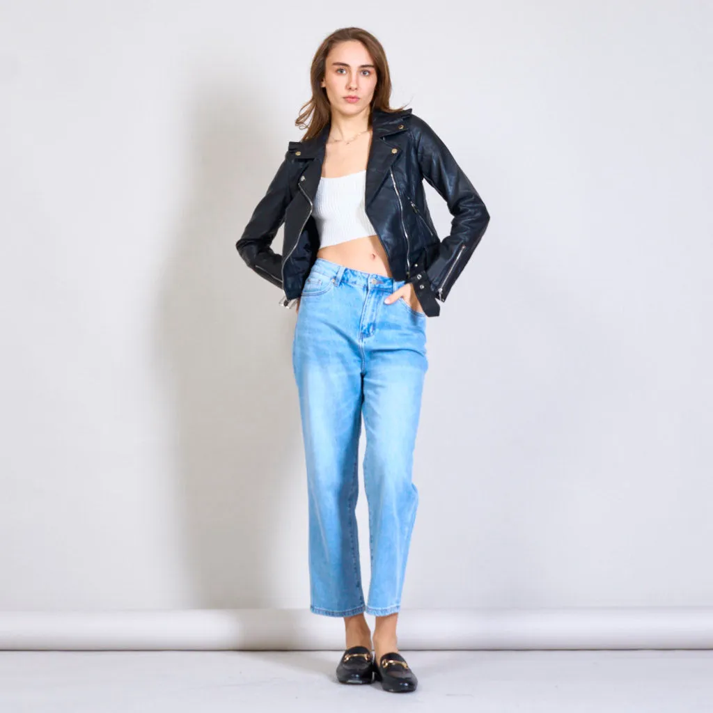 Cropped eco-leather jacket wholesale