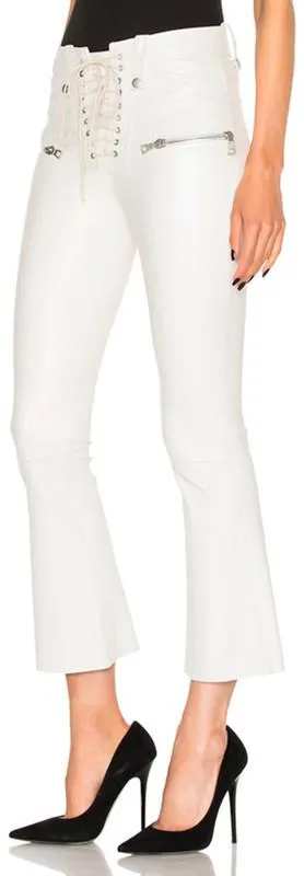 Cropped Lace-Up Pants - White or Black