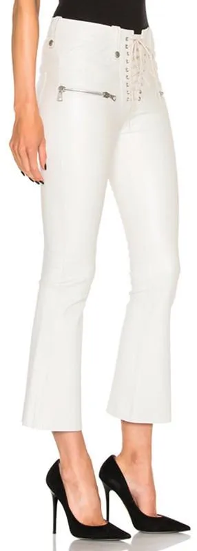 Cropped Lace-Up Pants - White or Black