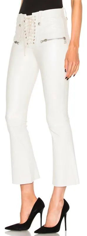 Cropped Lace-Up Pants - White or Black