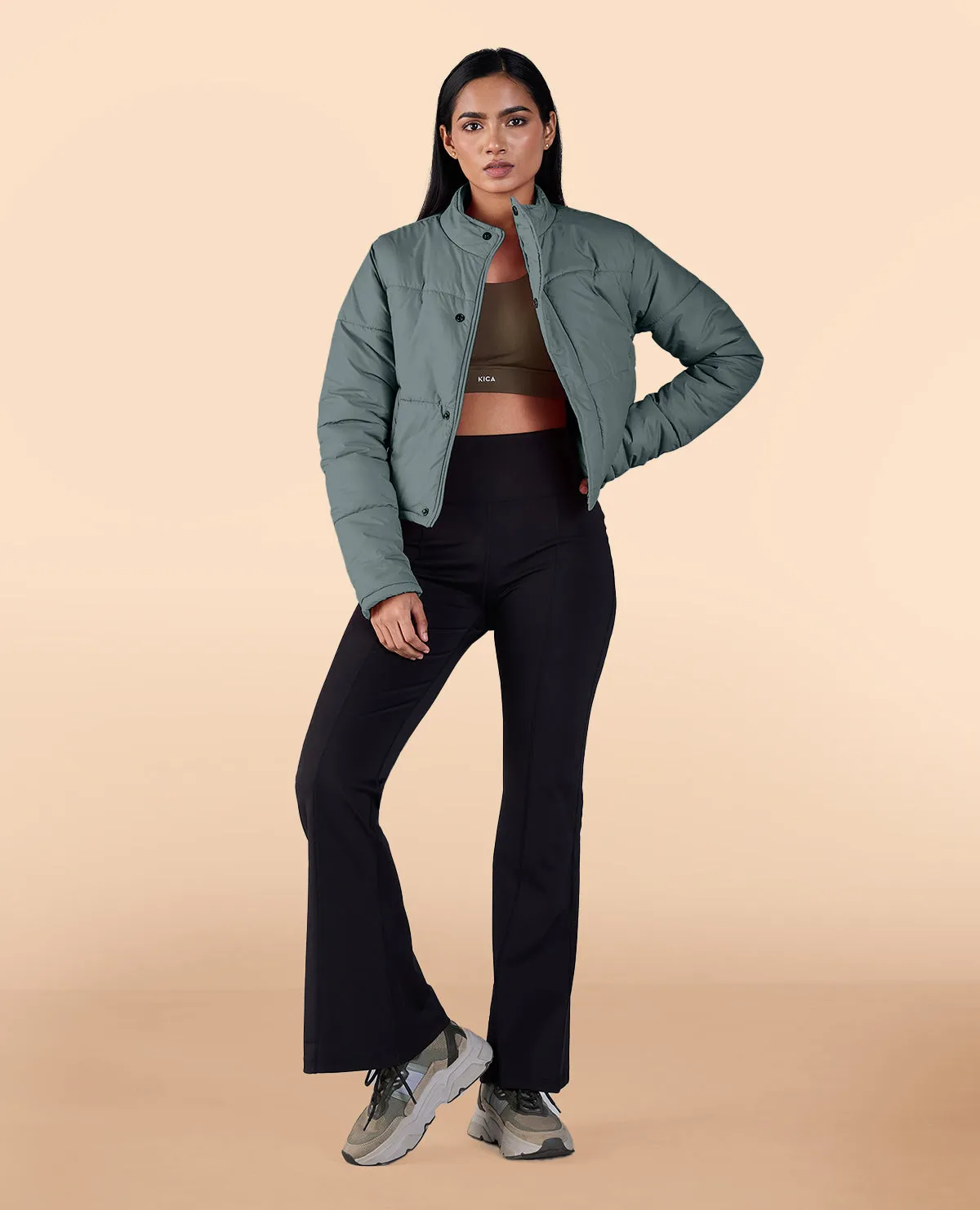 Cropped Puffer Jacket Olive