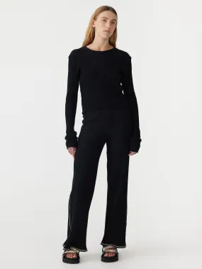 cropped rib straight leg pant