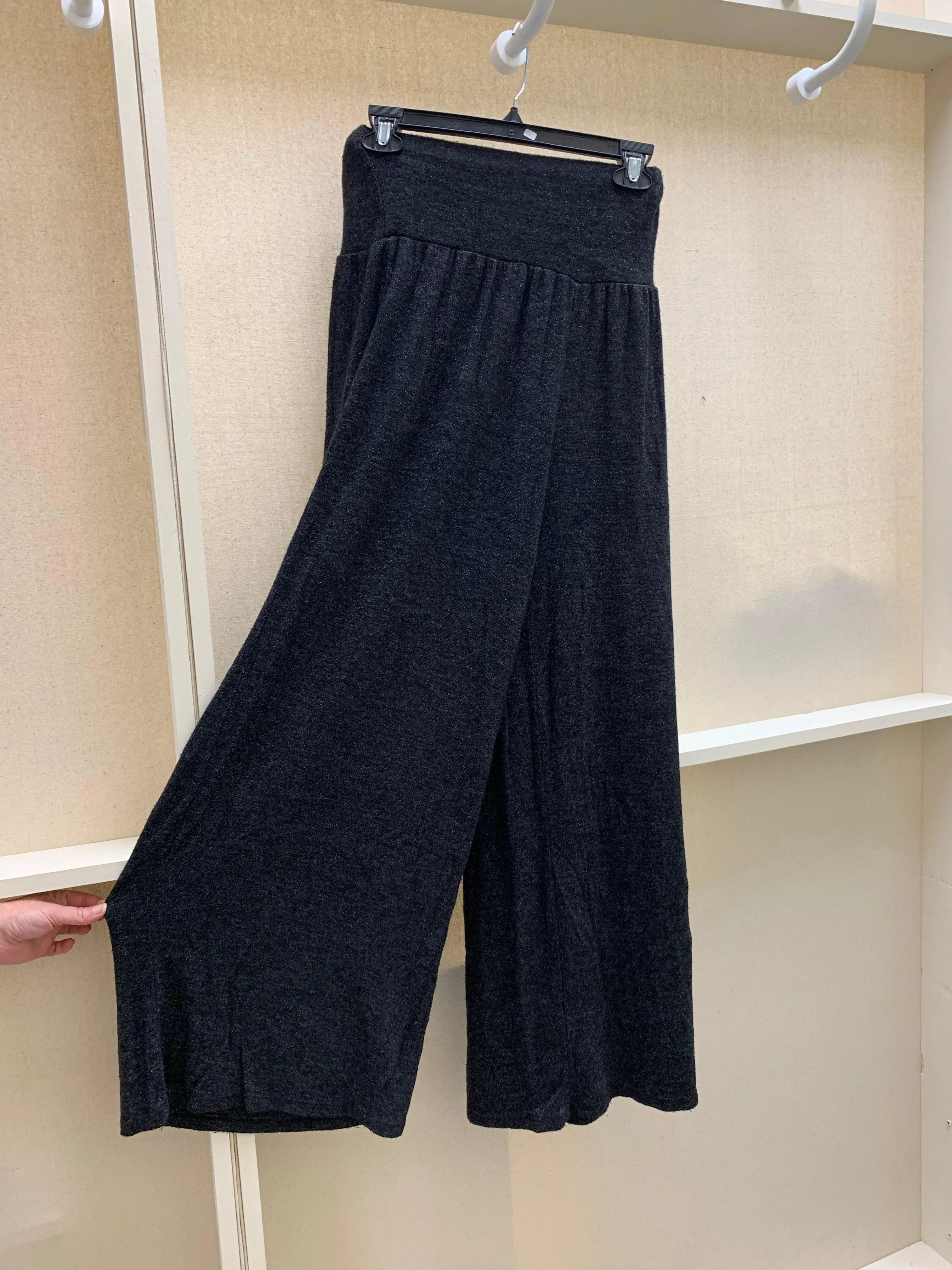 Dance In Paris Black Silver Lurex Palazzo Pants One Size