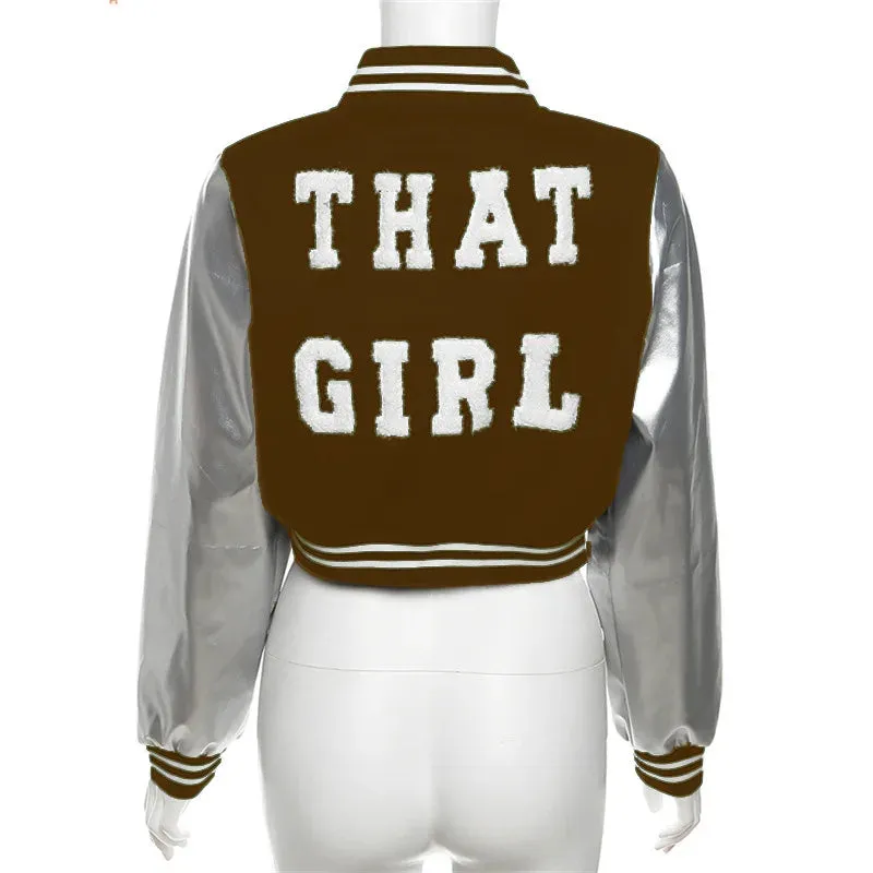 Danire Letter Embroidery Varsity Jackets