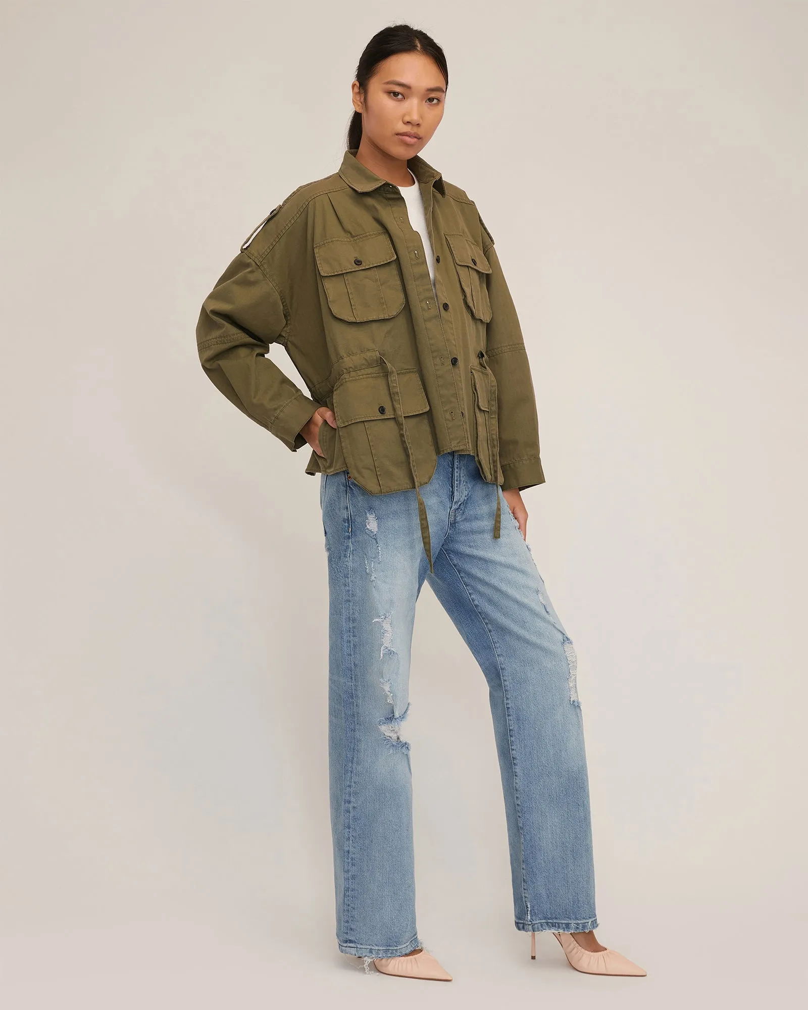 Dante Washed Canvas Cropped Utility Jacket