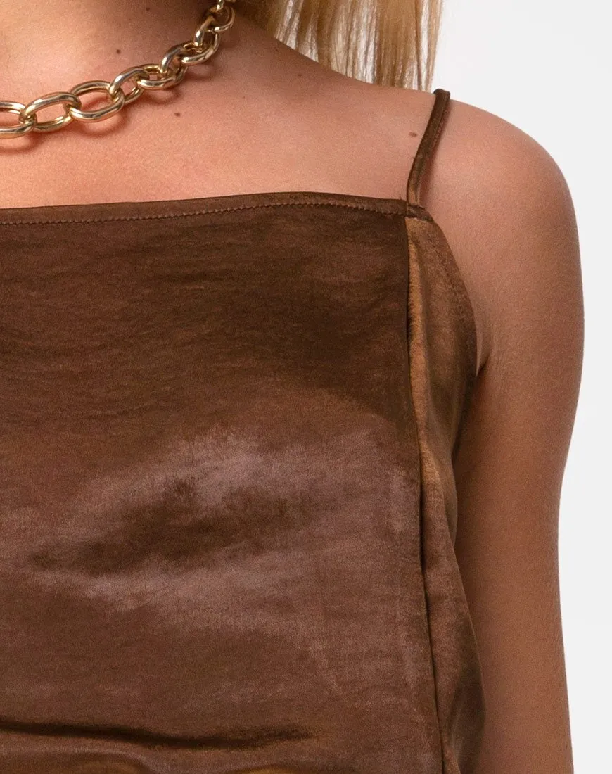 Datista Slip Dress in Satin Brown