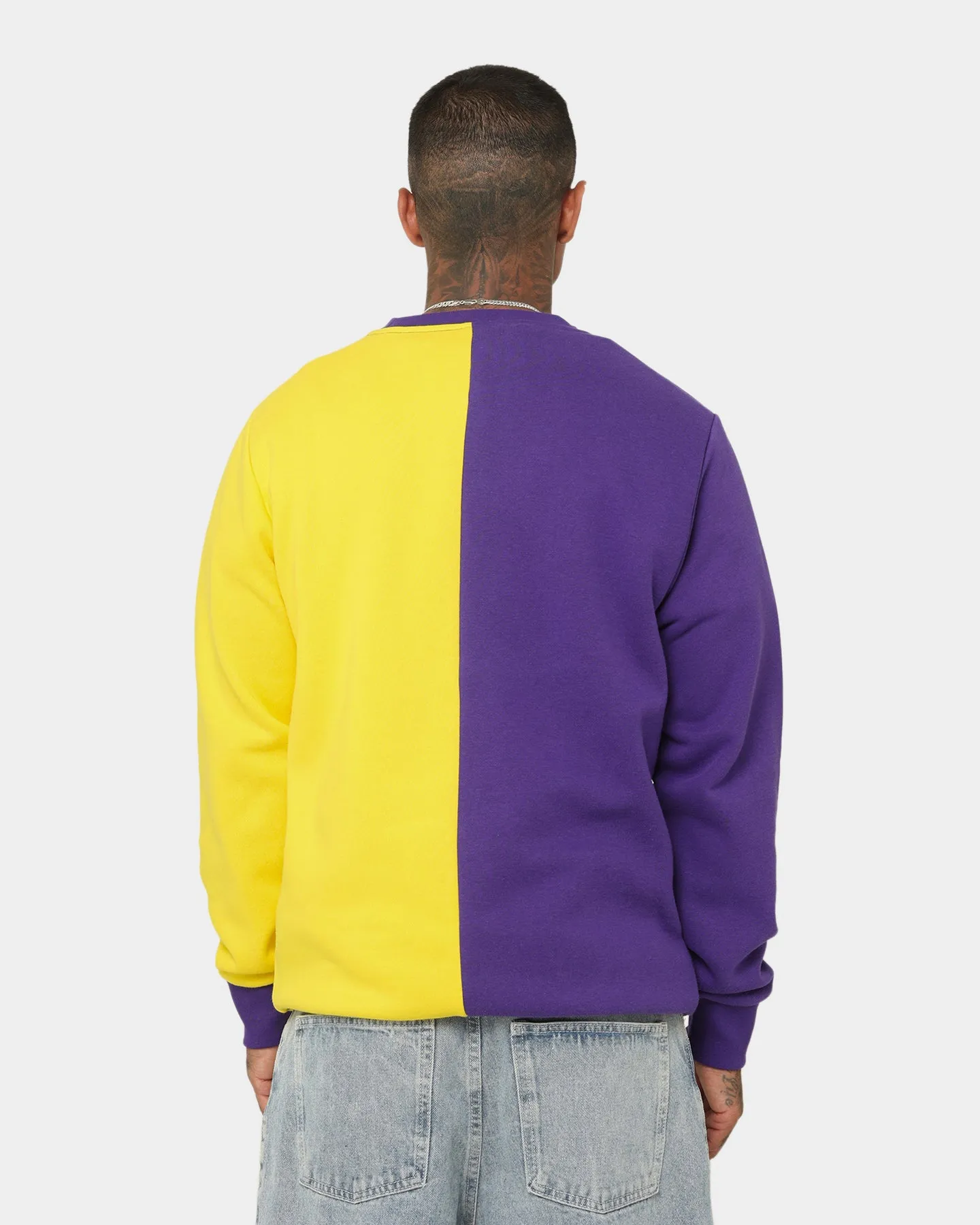 Deathrow Records Half Half Crewneck Purple/Yellow