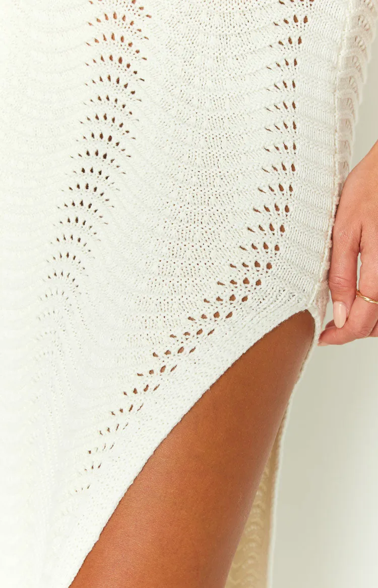 Deni Cream Knit Midi Skirt