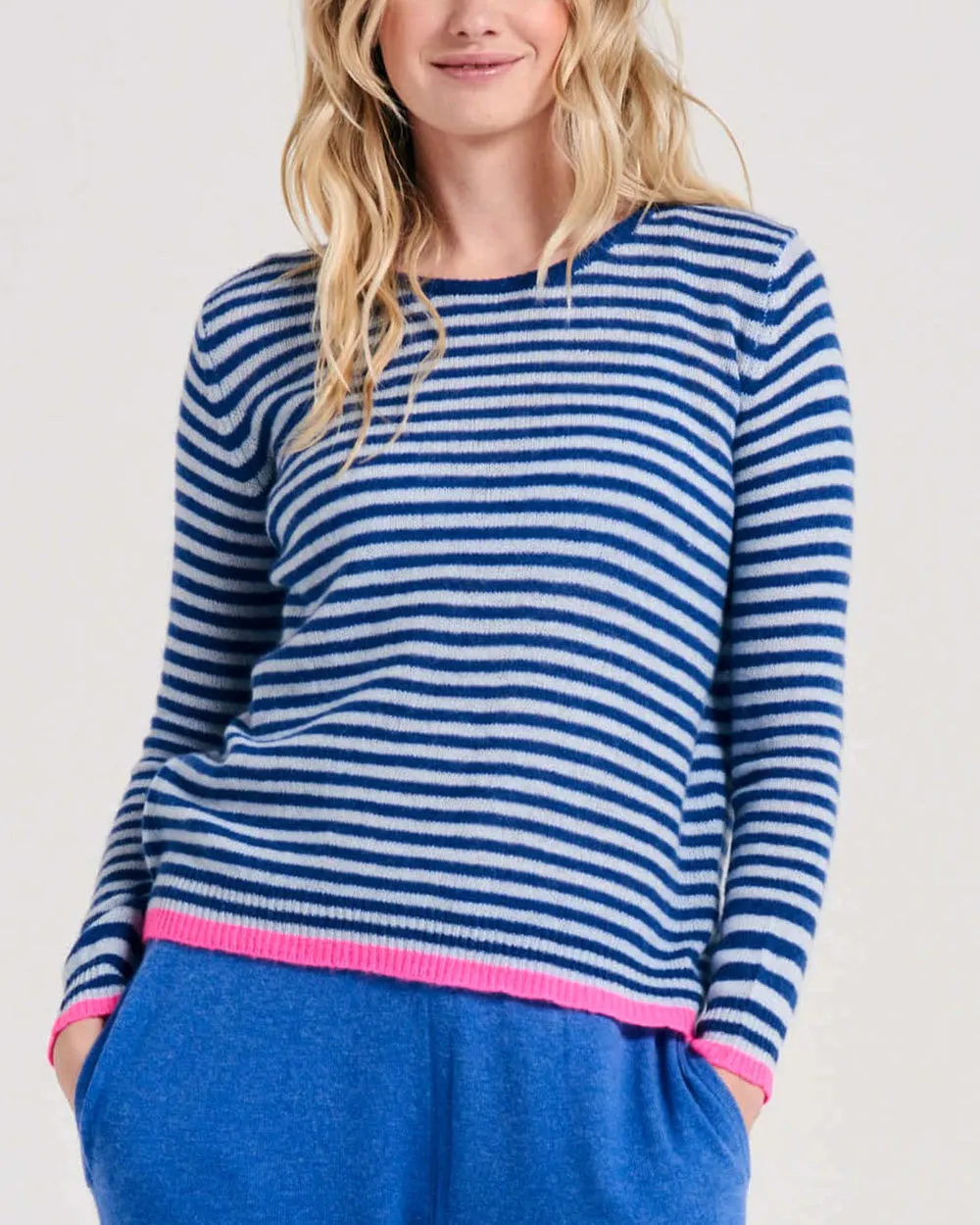 Denim and Cement Little Stripe Crewneck Sweater