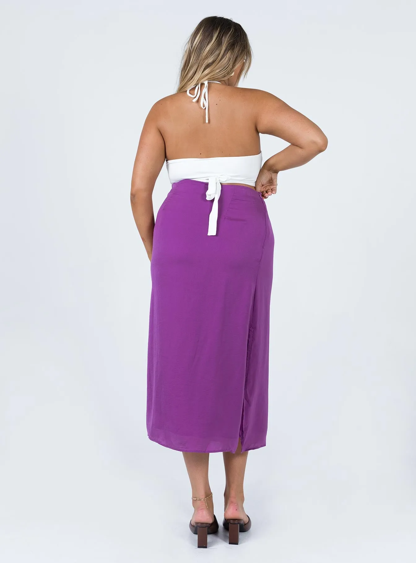 Dezi Satin Midi Skirt Purple