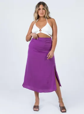 Dezi Satin Midi Skirt Purple