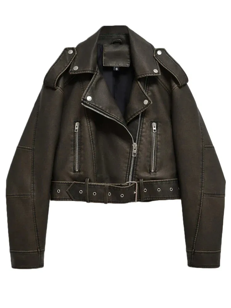 Edge Faux Leather Biker Jacket for Mild Winter