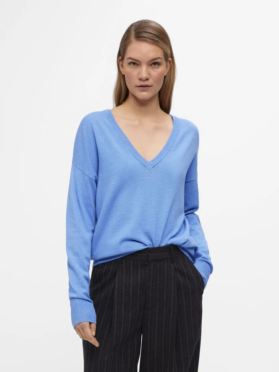 ELEANA V-NECK JUMPER (PROVENCE/MELANGE)