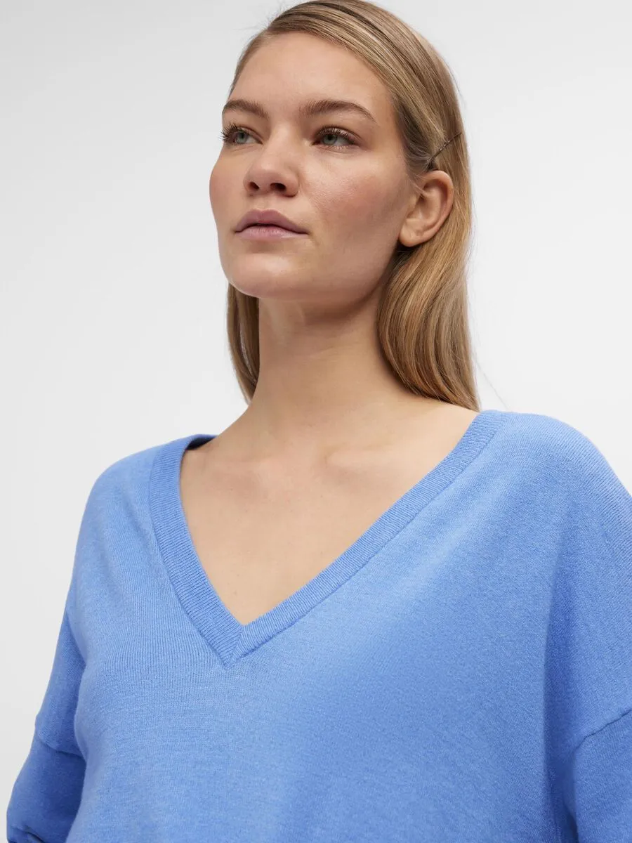 ELEANA V-NECK JUMPER (PROVENCE/MELANGE)