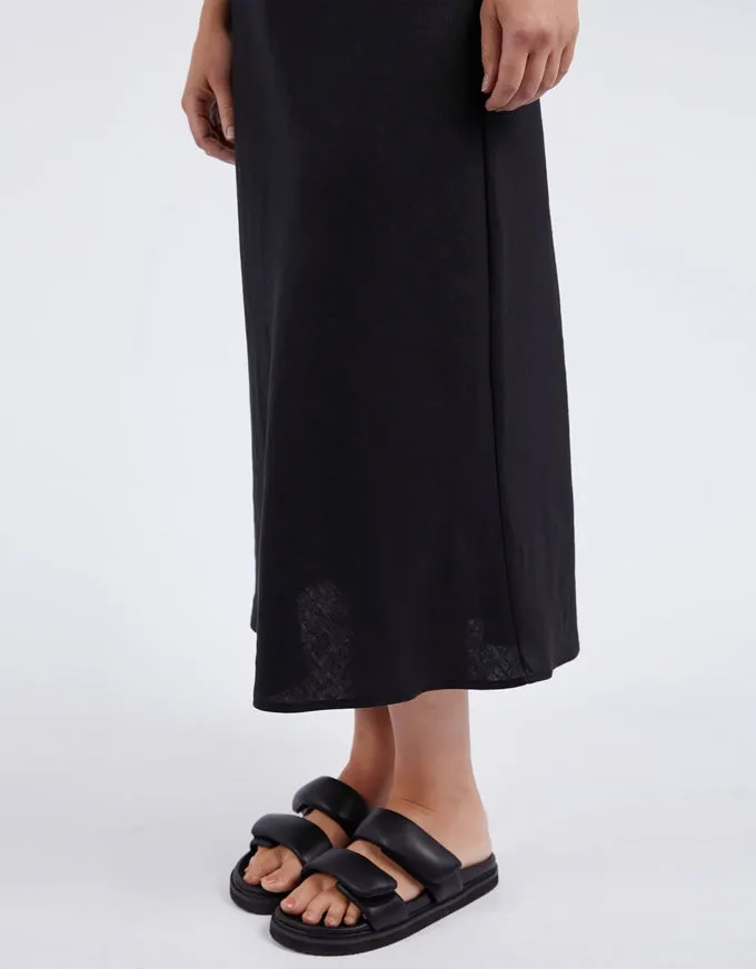 Eleni Bias Linen Skirt Black