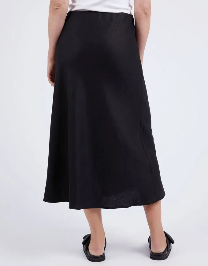 Eleni Bias Linen Skirt Black