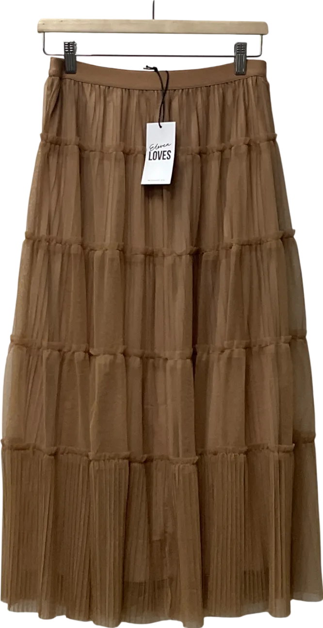 Eleven Loves Brown Pearl Pleated Tulle Skirt (caramel) UK S/M