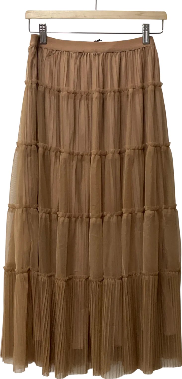 Eleven Loves Brown Pearl Pleated Tulle Skirt (caramel) UK S/M