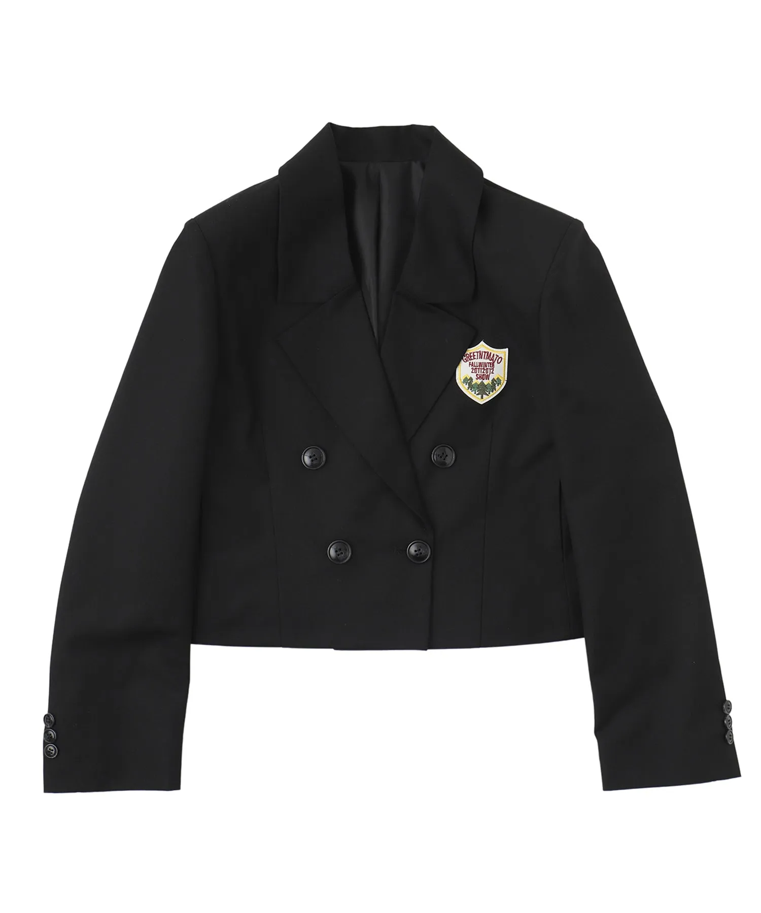 Emblem cropped double jacket