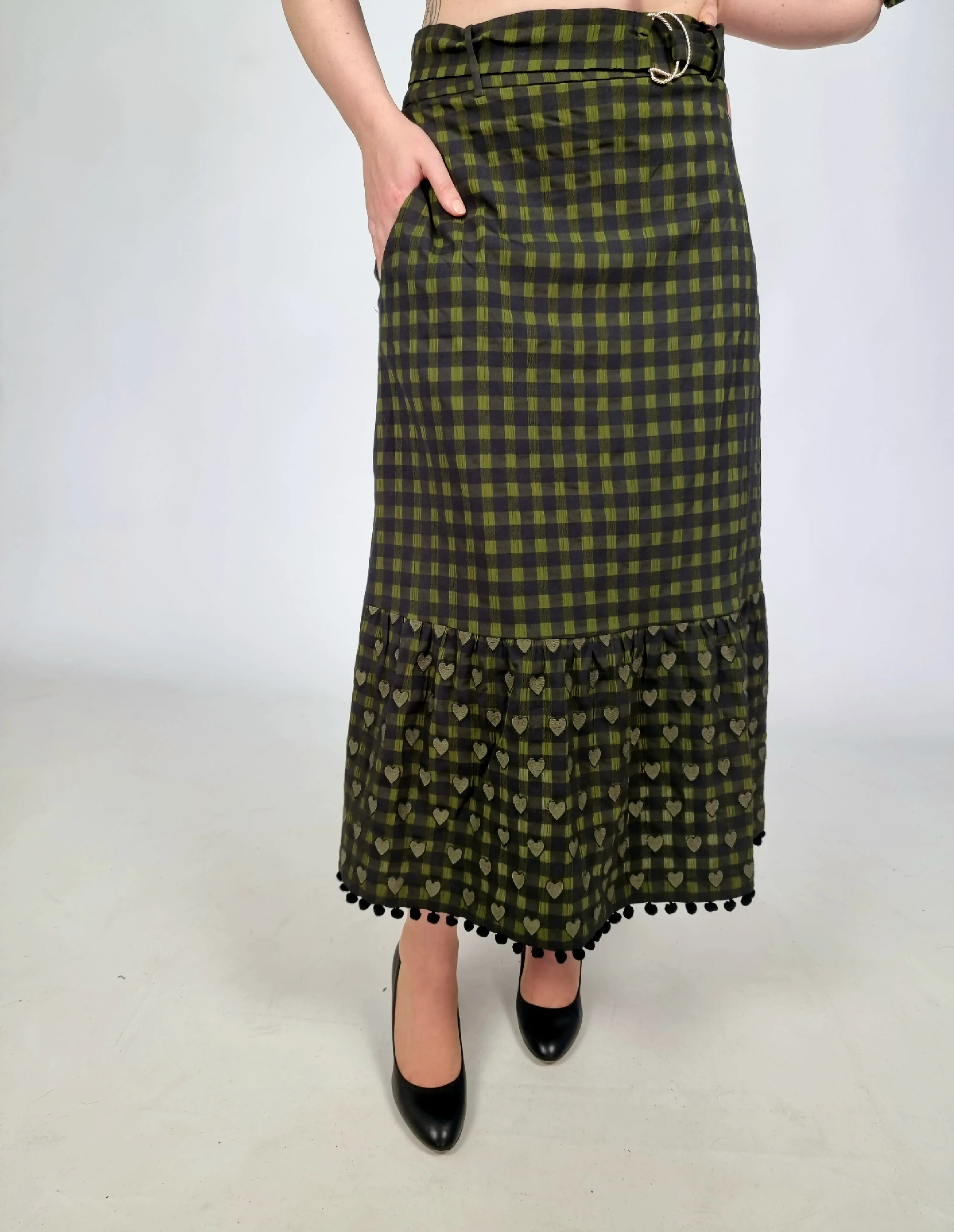 Emily Lovelock Olive Dobby Jacquard Blouse & Skirt