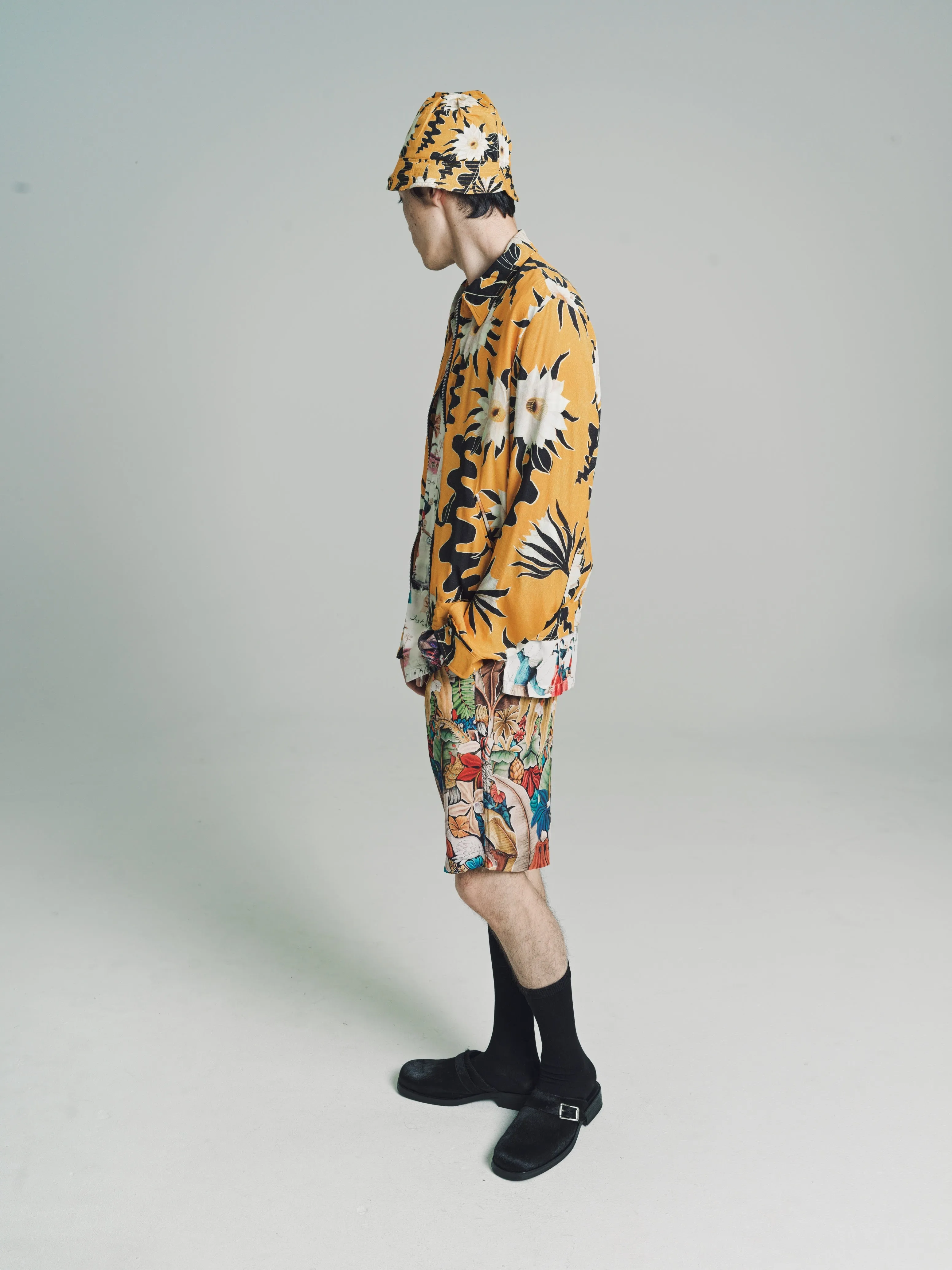 'Epiphyllum' Floral Print Zip Blouson Jacket