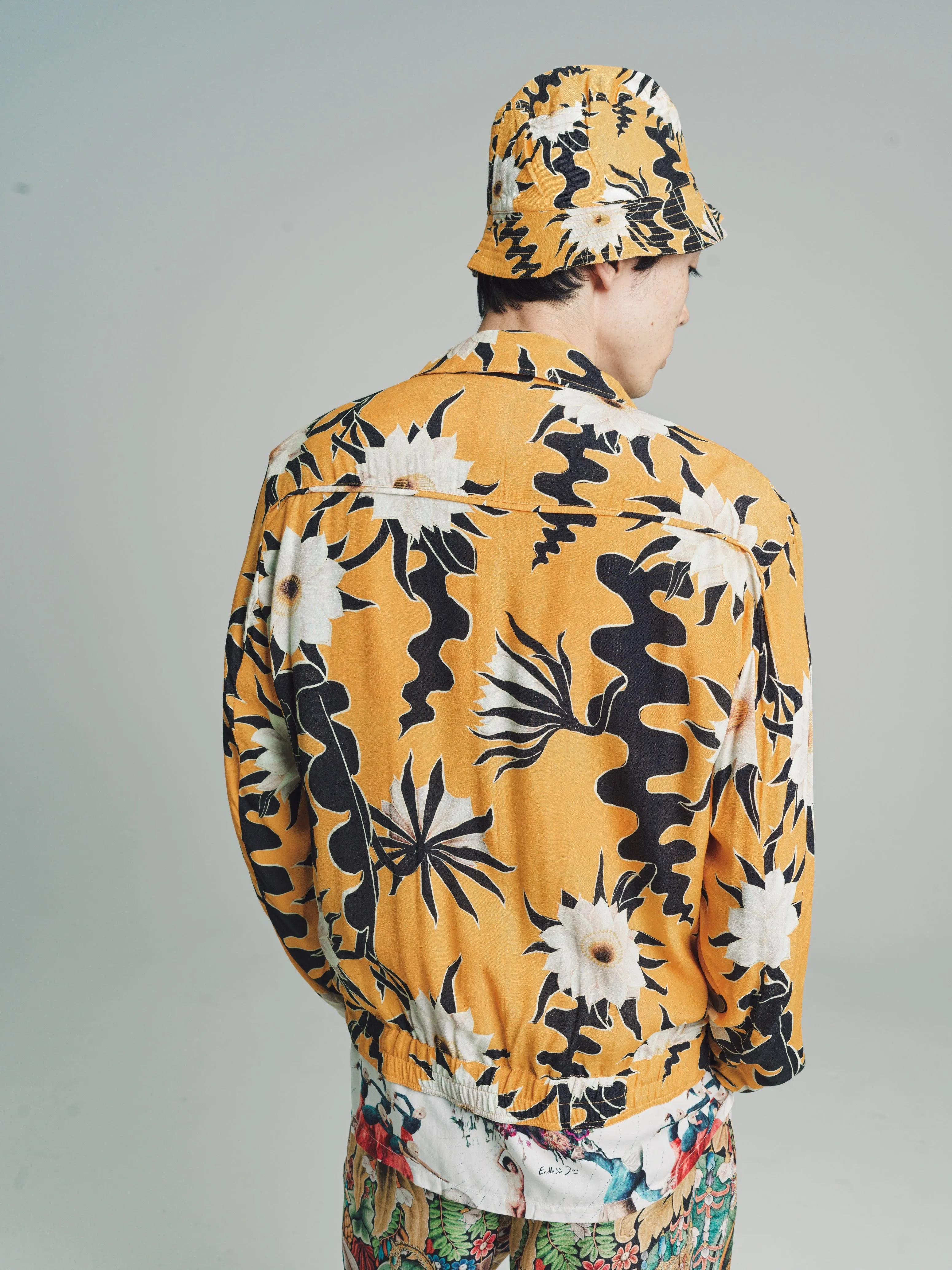 'Epiphyllum' Floral Print Zip Blouson Jacket