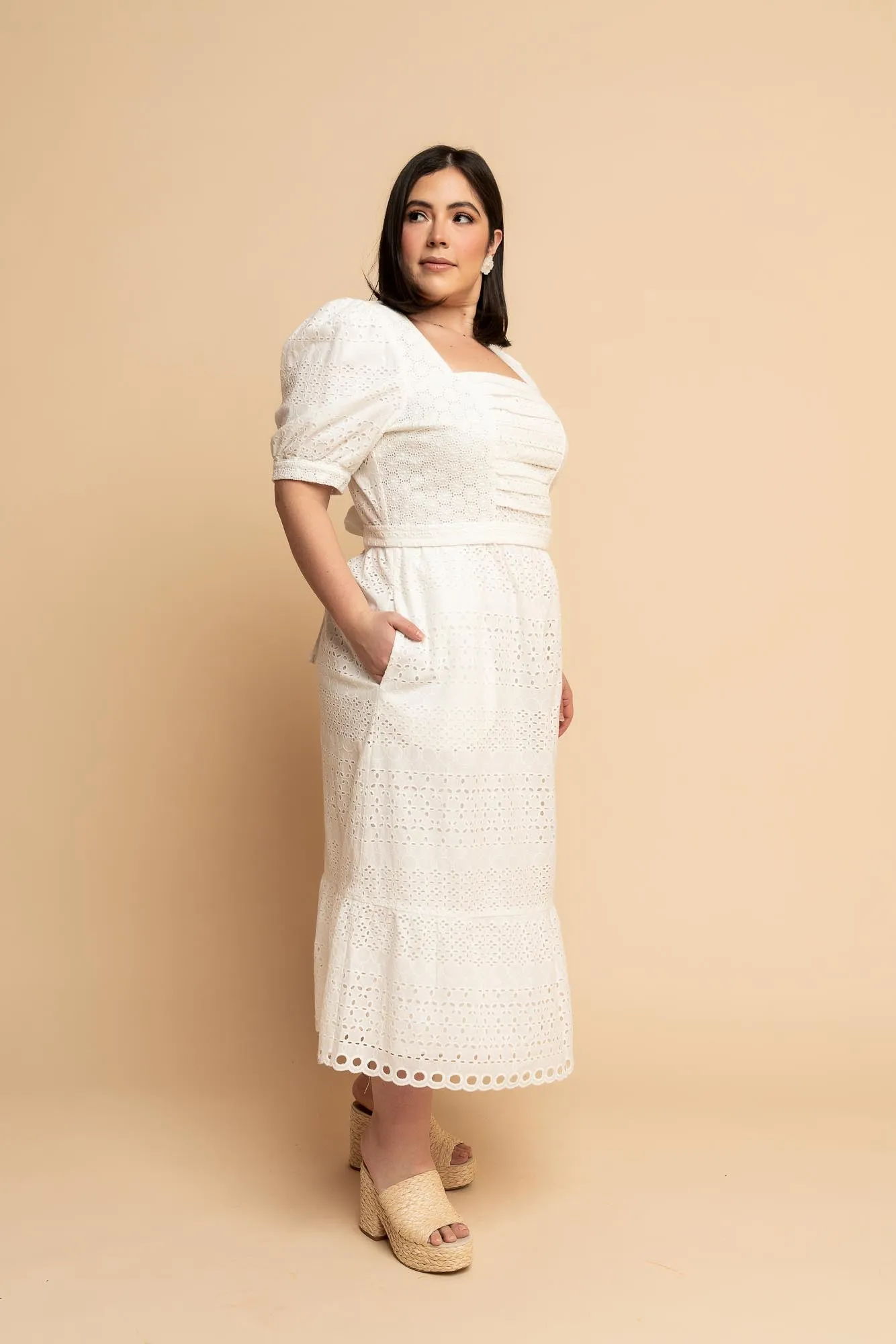 Eyelet Midi Dress