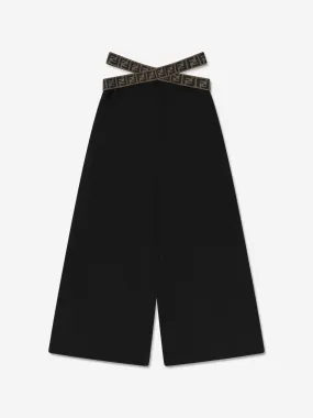 Fendi Girls Band Wide Leg Trousers in Black