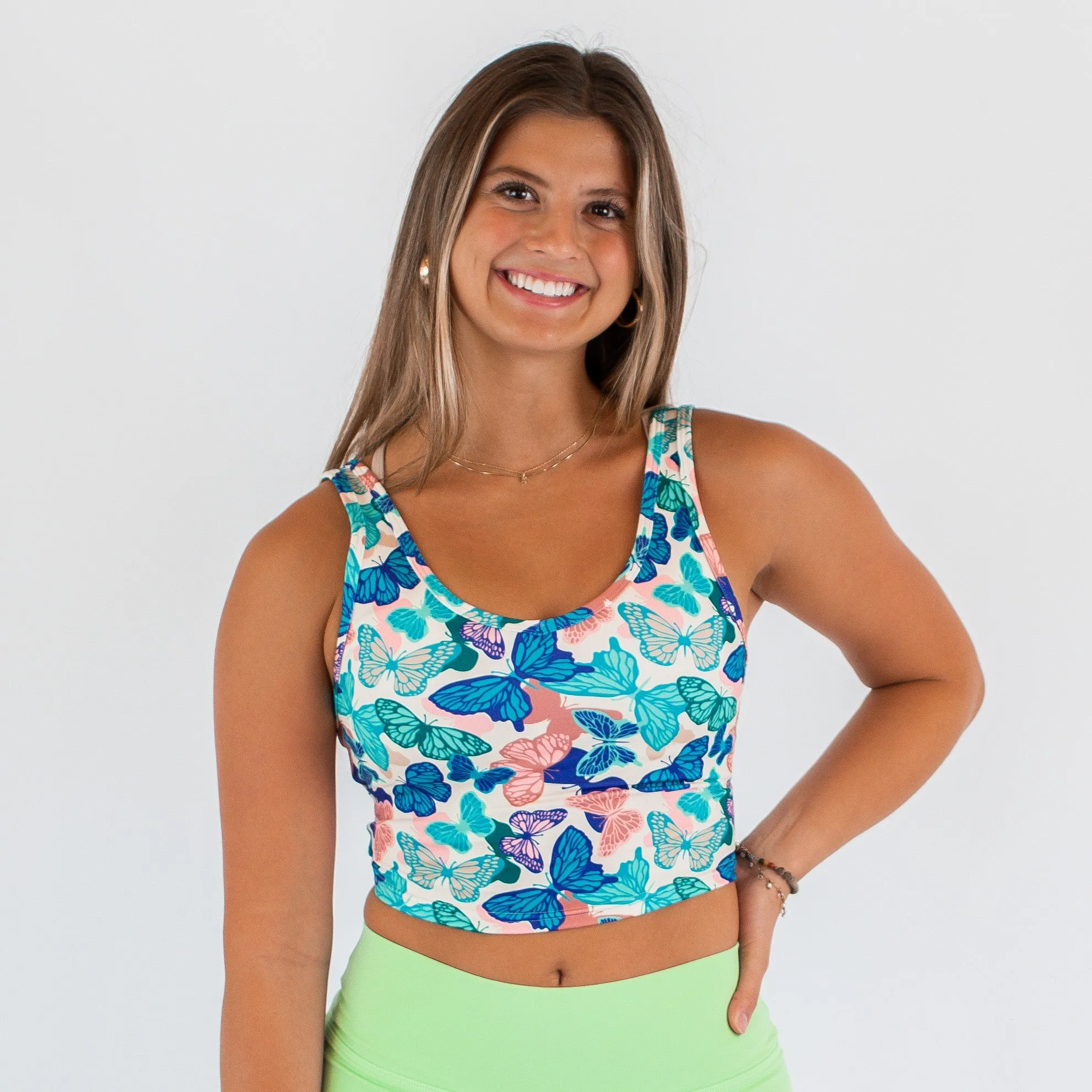 FLEO Wrap Crop Tank - Butterfly Bliss