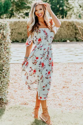 Floral Whimsy Midi Dress in White