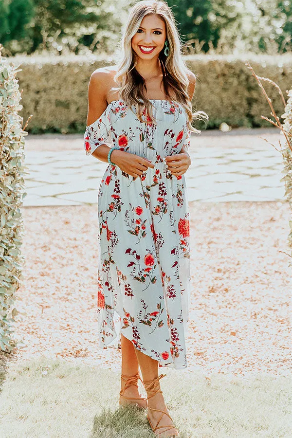 Floral Whimsy Midi Dress in White