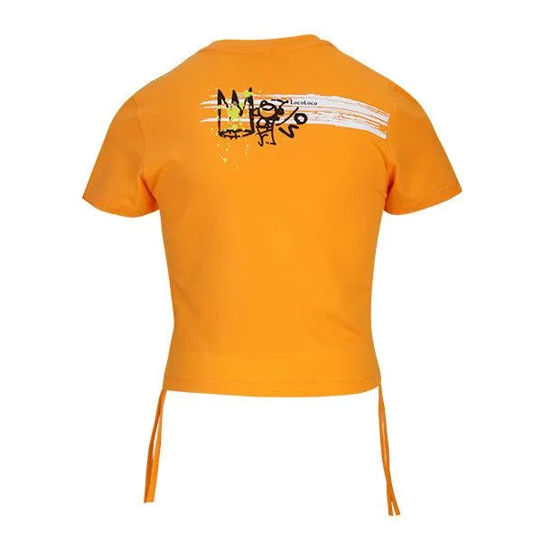 GIRLS ORANGE CROPPED SHORT SLEEVE T-SHIRT