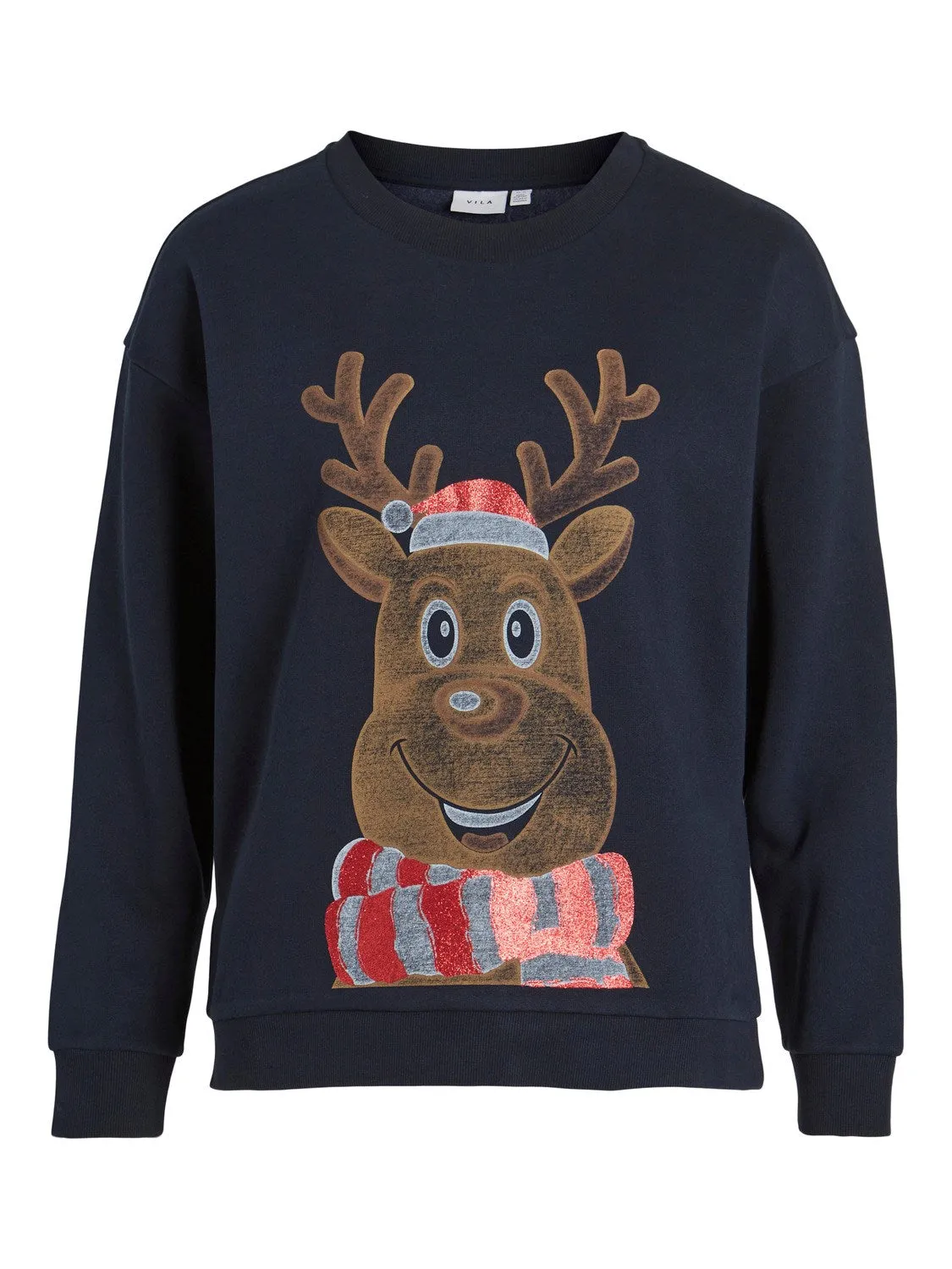 Glitter Reindeer Christmas Jumper (Navy)