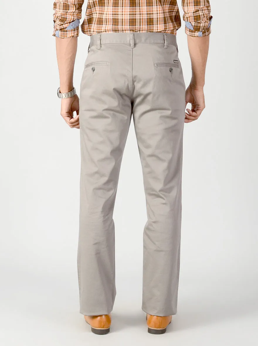 Grey Solid Slim Fit Casual Trouser | Greenfibre