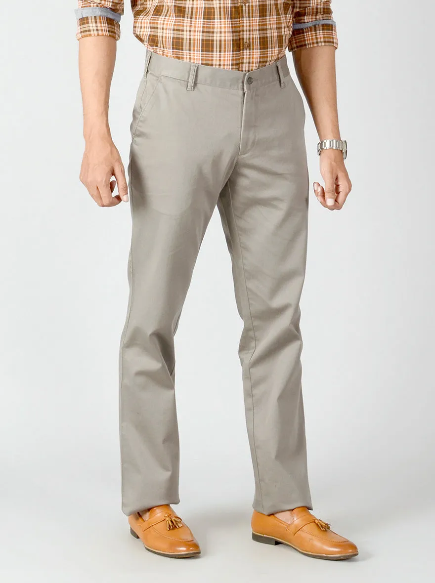 Grey Solid Slim Fit Casual Trouser | Greenfibre