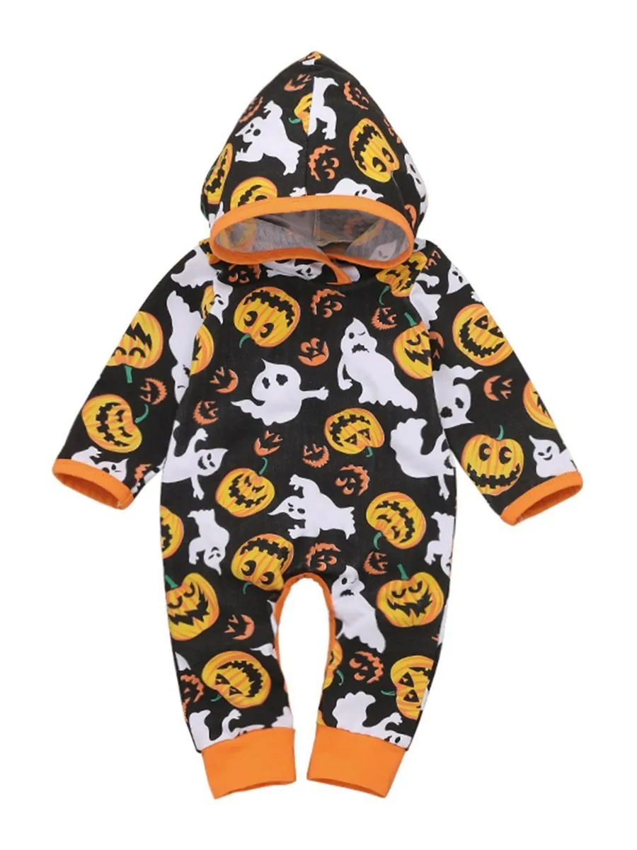 Halloween Ghost Pumpkin Infant Baby Hoodie Overall