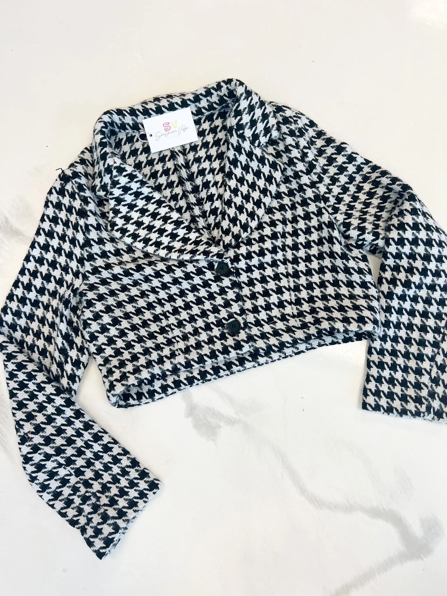 Houndstooth Crop Jacket