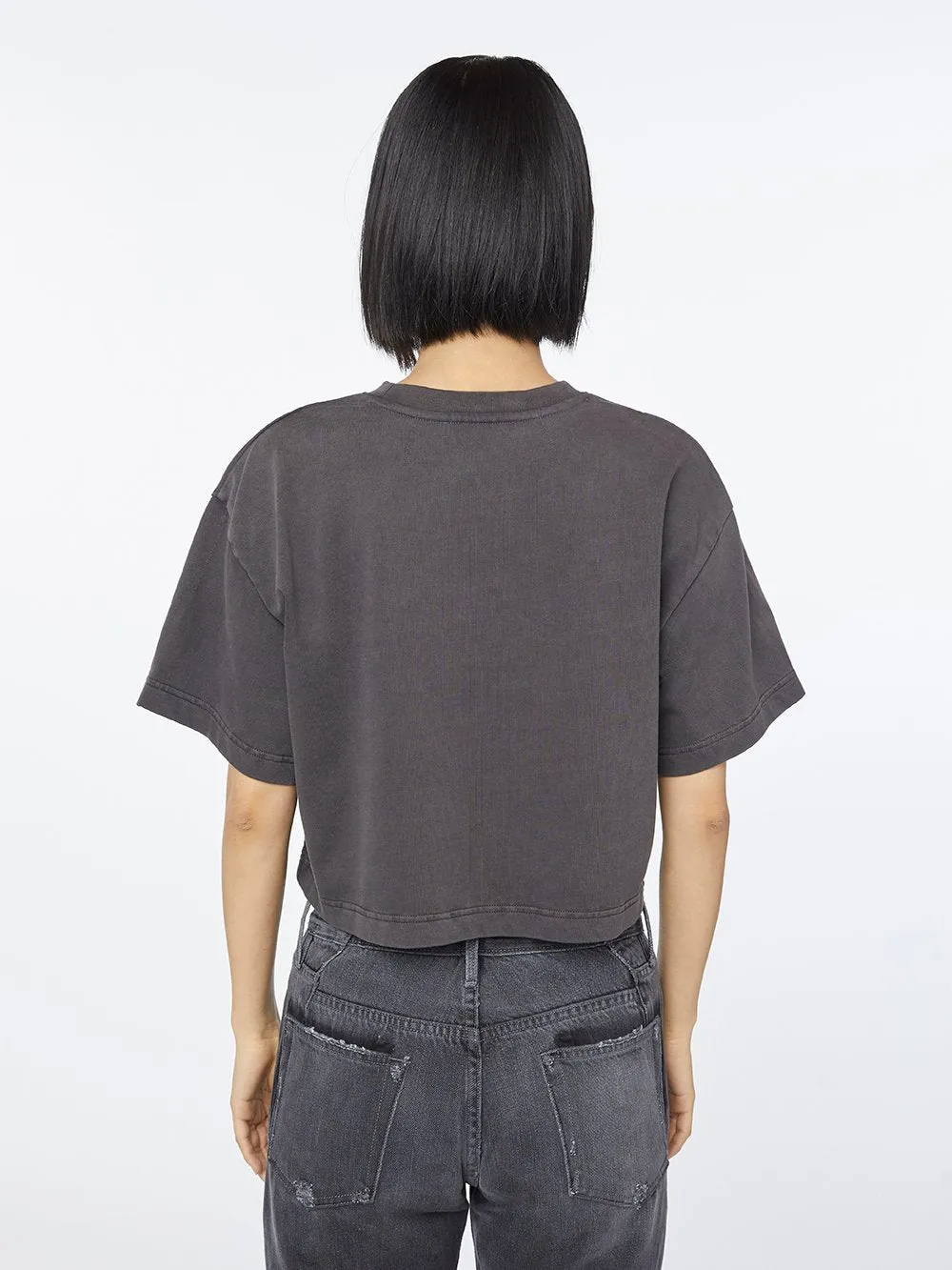 Imaan x FRAME Cut Off Crop Tee -- Faded Noir