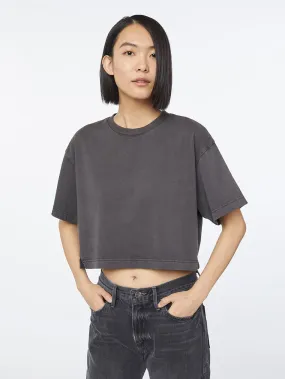 Imaan x FRAME Cut Off Crop Tee -- Faded Noir