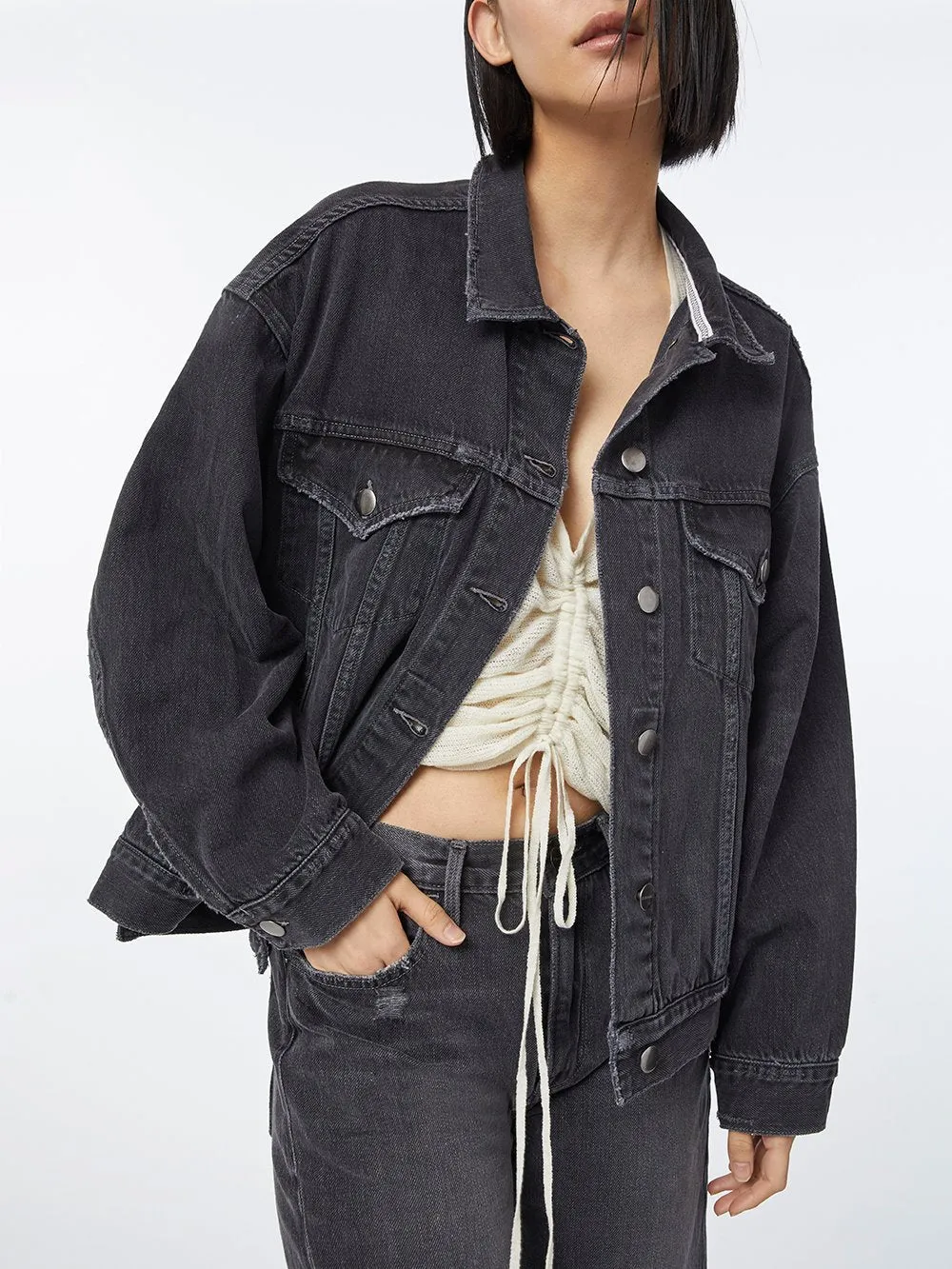 Imaan x FRAME Le Jagged Oversized Jacket -- Cornell