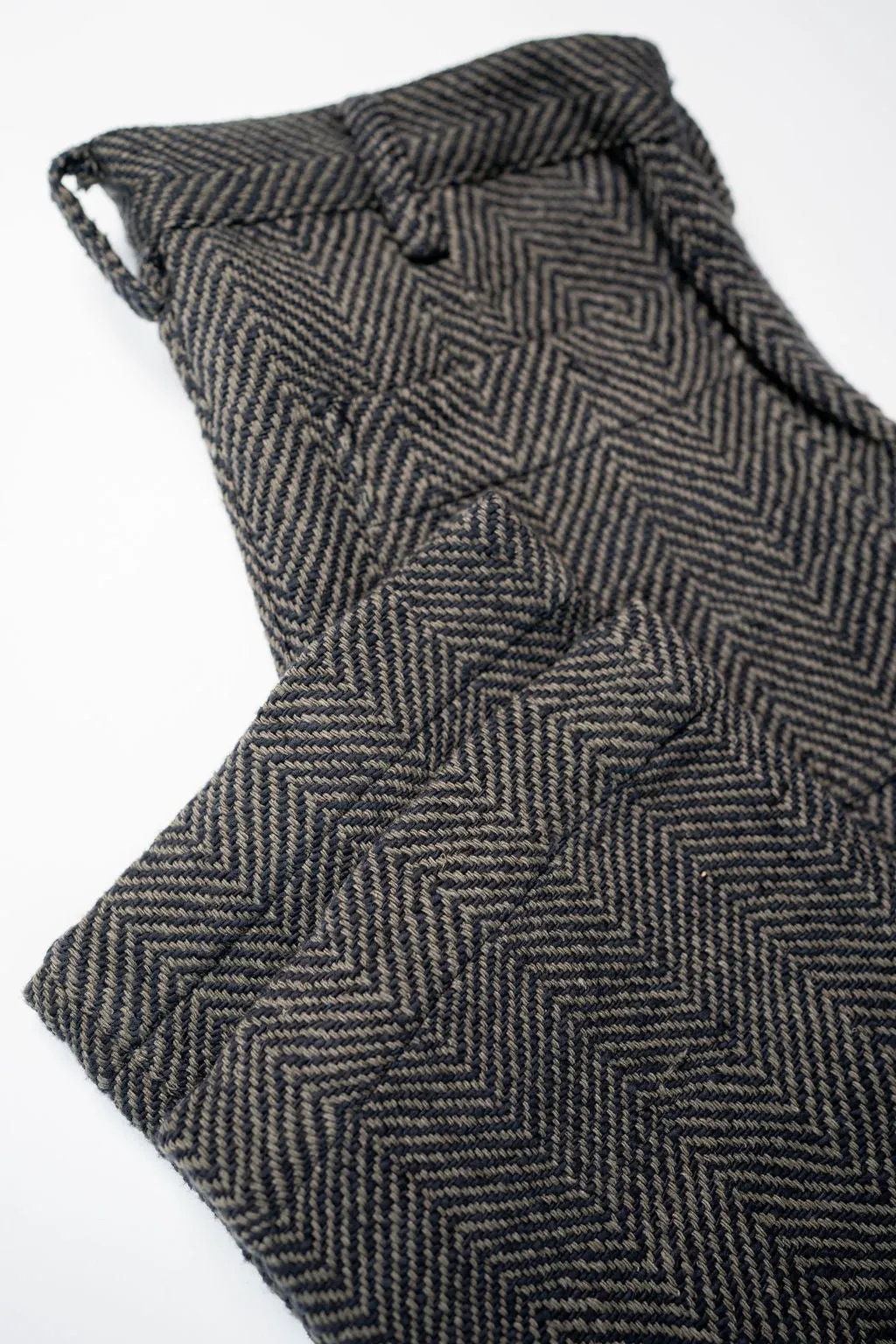 Indi   Ash Issac Pant - Iron/Charcoal Handspun Herringbone