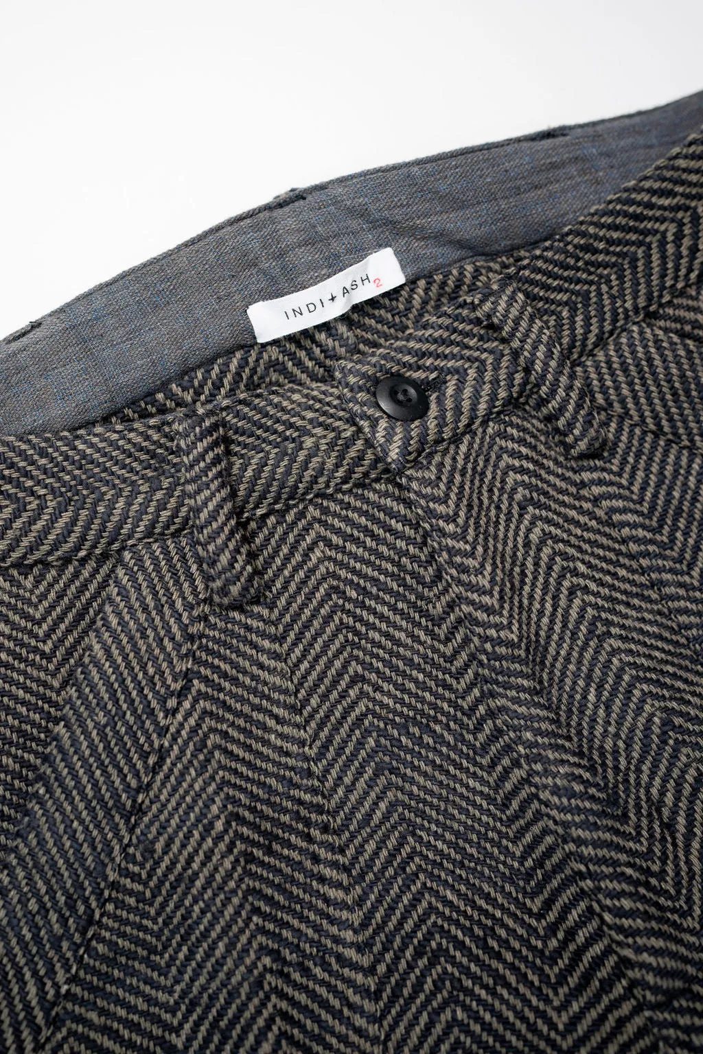 Indi   Ash Issac Pant - Iron/Charcoal Handspun Herringbone