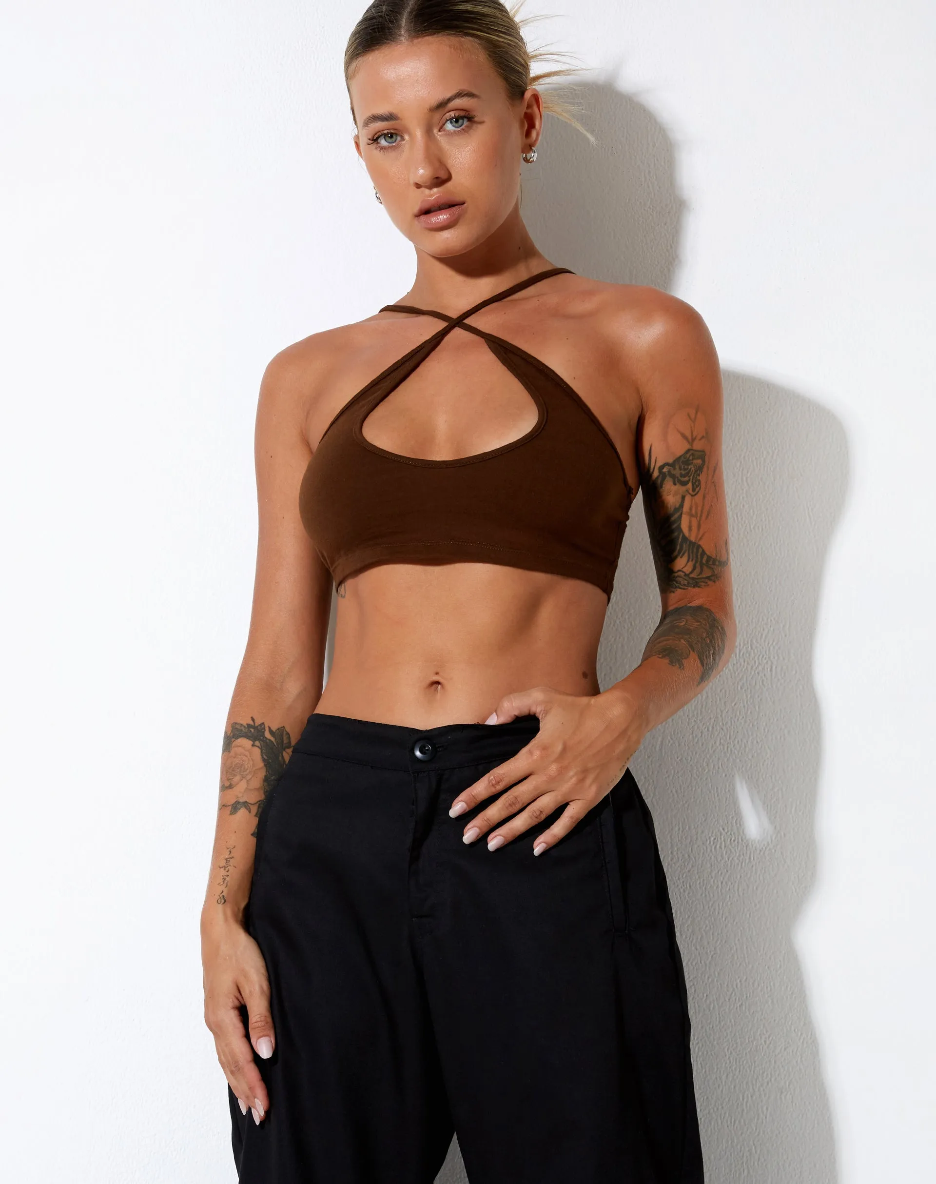 Intan Crop Top in Cocoa