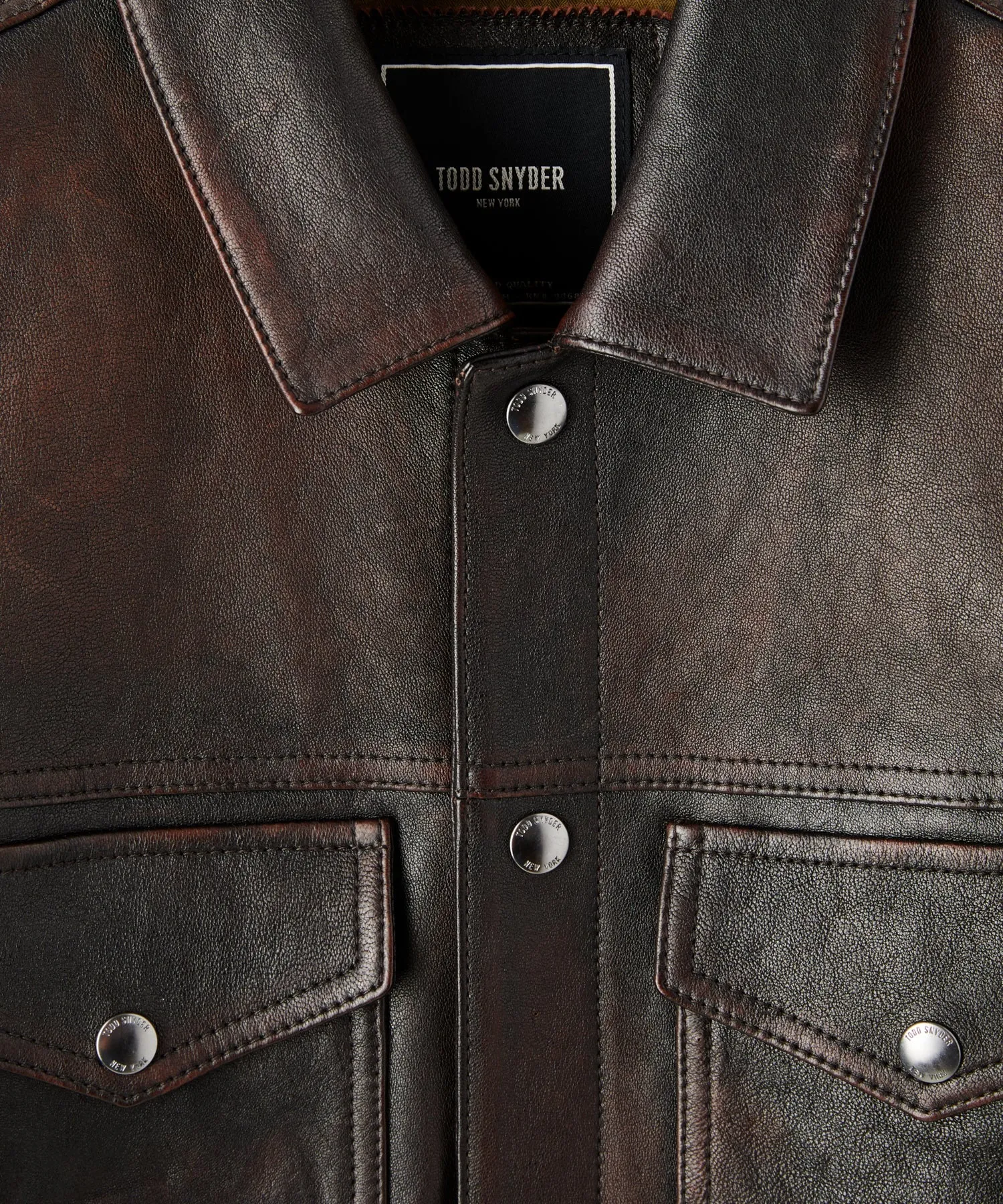 Italian Burnished Leather Dylan Jacket in Dark Brown