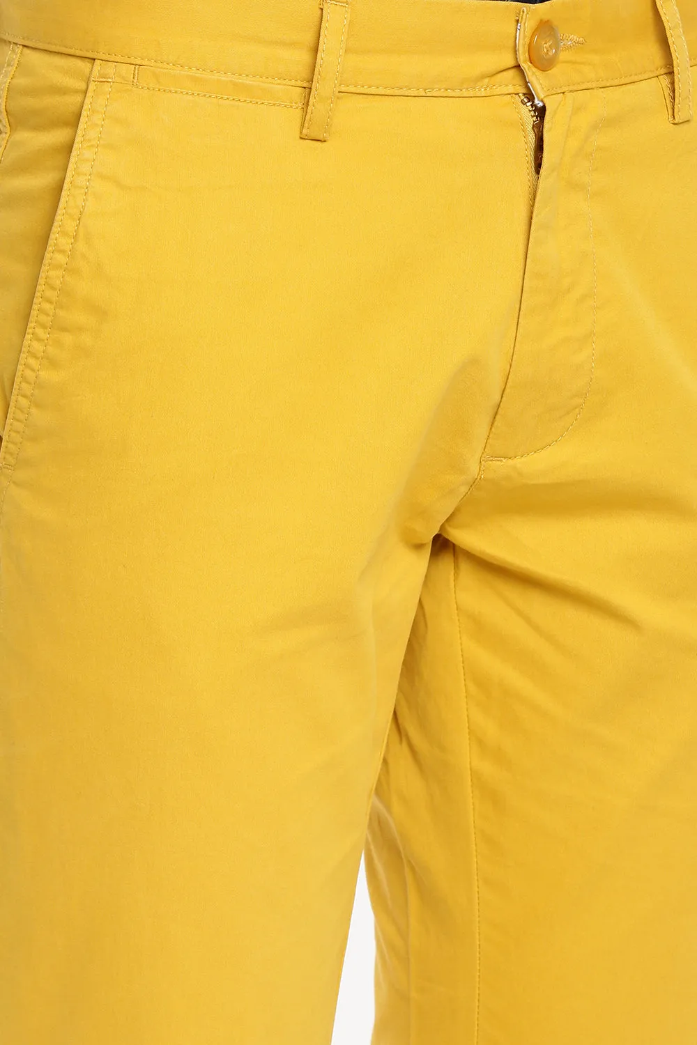 JDC Men Mustard Yellow Solid Trouser