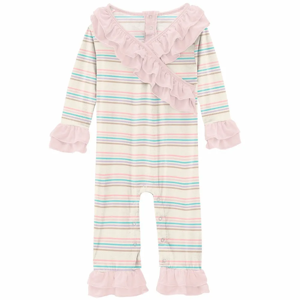 KicKee Pants Culinary Arts Dahlia Flower Romper Cupcake Stripe