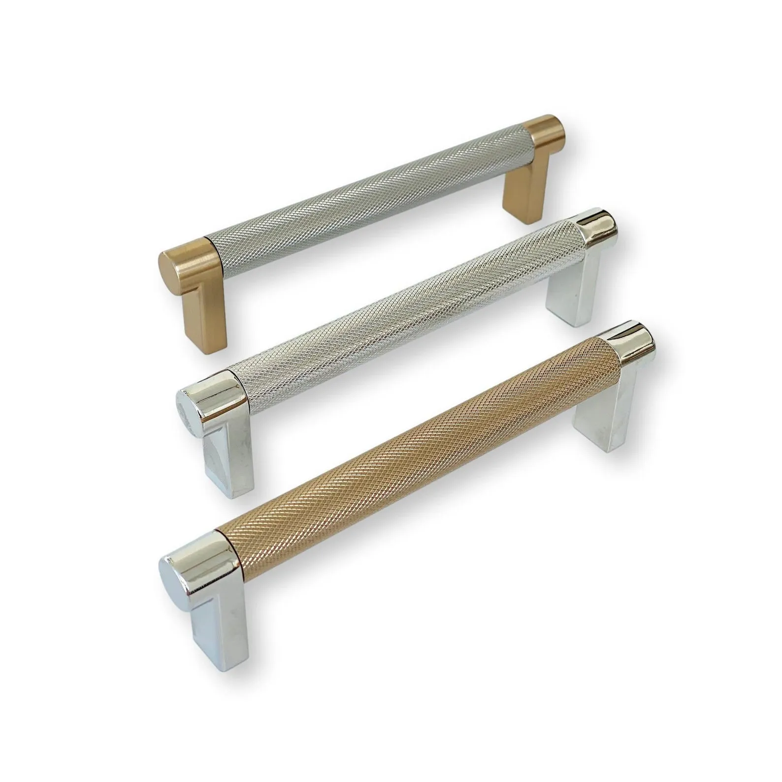 Knurled Select Champagne Bronze and Nickel Drawer Pulls